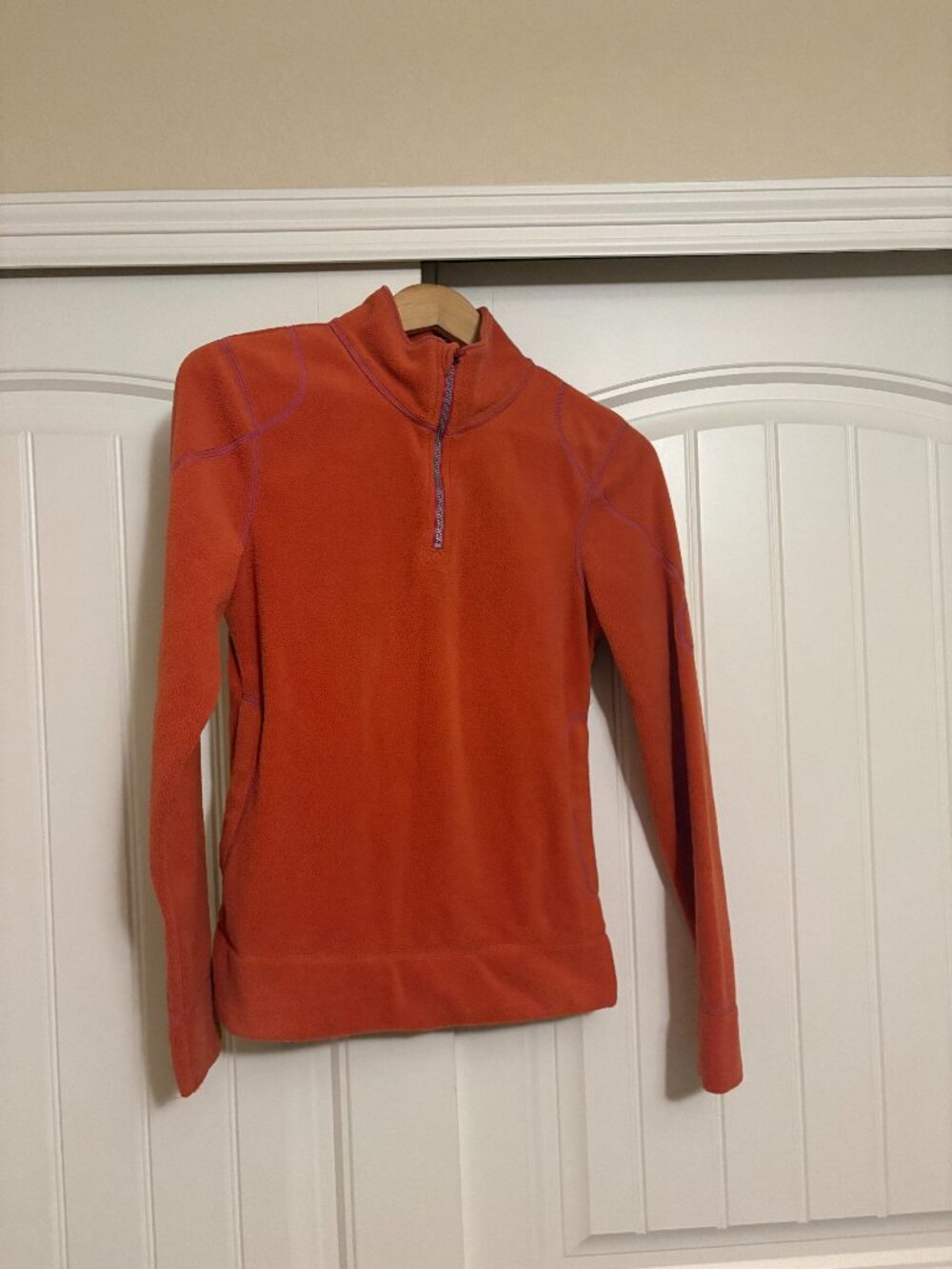 Title Nine Quarter Zip Fleece Sweatshirt XSM Xtra Small Orange Long Sleeve Fall